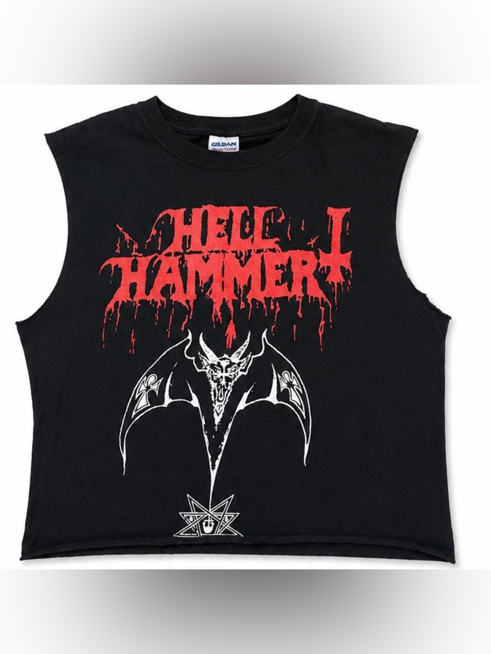 Hellhammer Cut Off Sleeveless Band Shirt Black‎ Size Small